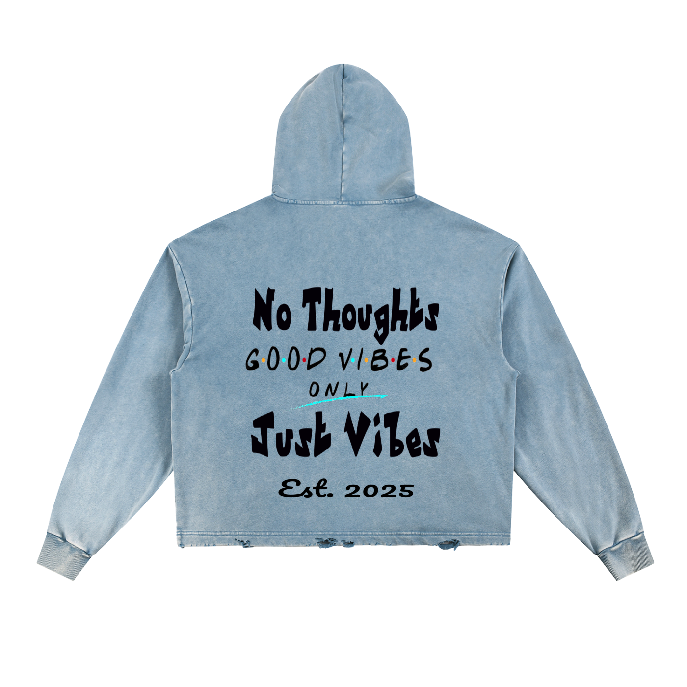 Vintage Washed Frayed-Hem Hoodie ODMPOD