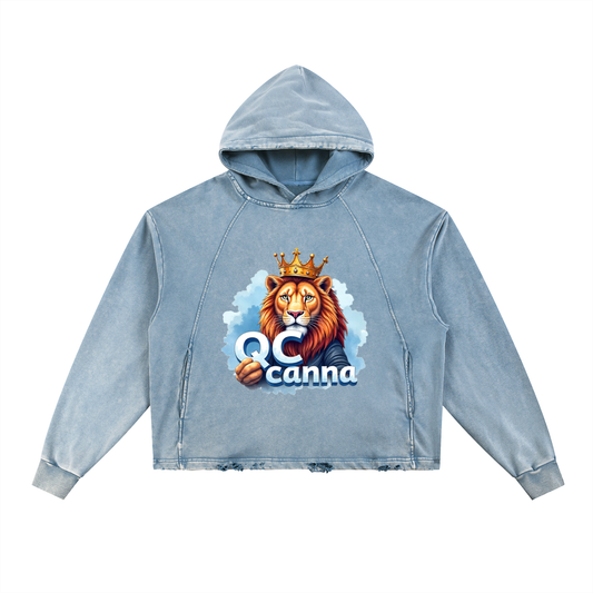 Vintage Washed Frayed-Hem Hoodie