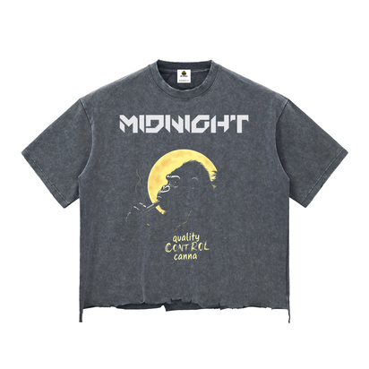 Snow Wash Raw-Hem Boxy T-shirt ODMPOD