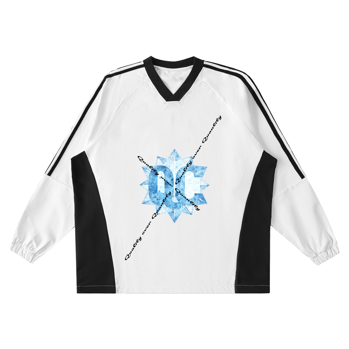 Color-Block V-Neck Long-Sleeve T-Shirt