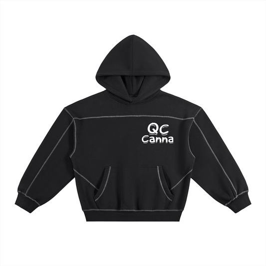 Contrast-Stitched Boxy Fleece Hoodie ODMPOD