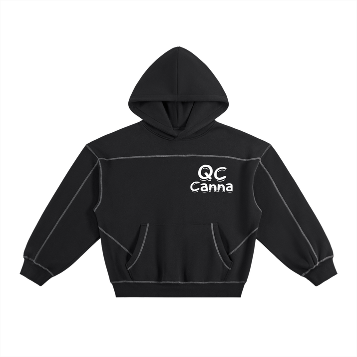 Contrast-Stitched Boxy Fleece Hoodie ODMPOD