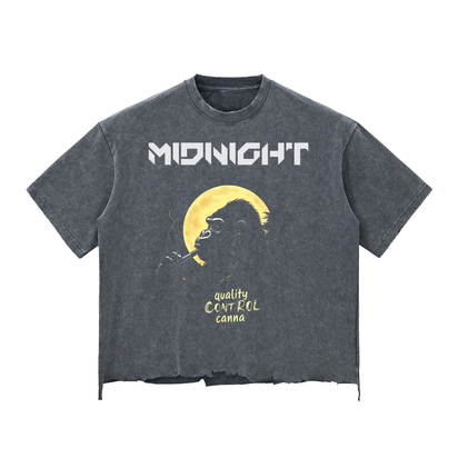 Snow Wash Raw-Hem Boxy T-shirt ODMPOD