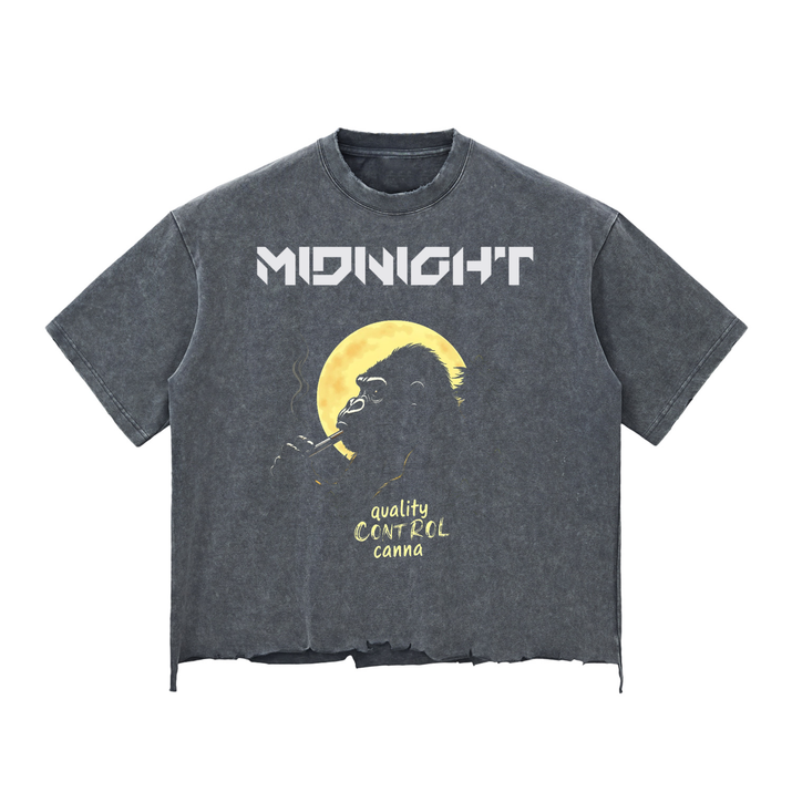 Snow Wash Raw-Hem Boxy T-shirt ODMPOD