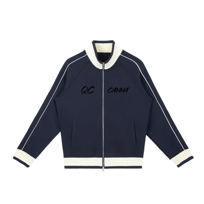 Color Block Raglan Sleeve Zip Track Jacket ODMPOD