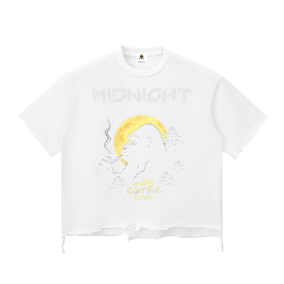 Snow Wash Raw-Hem Boxy T-shirt ODMPOD