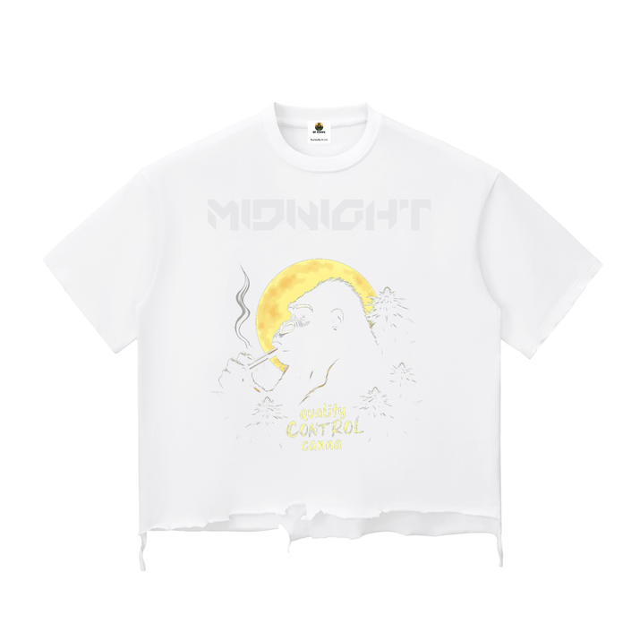 Snow Wash Raw-Hem Boxy T-shirt ODMPOD