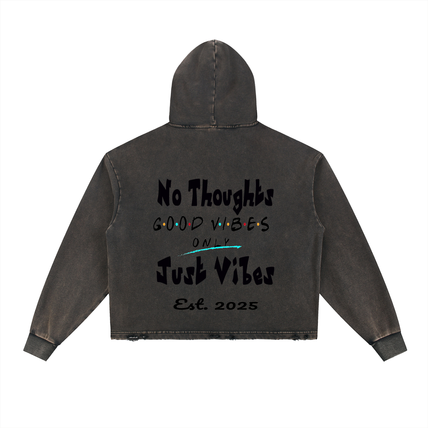 Vintage Washed Frayed-Hem Hoodie ODMPOD
