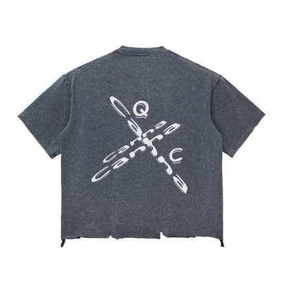 Snow Wash Raw-Hem Boxy T-shirt ODMPOD