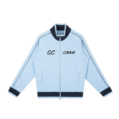 Color Block Raglan Sleeve Zip Track Jacket ODMPOD