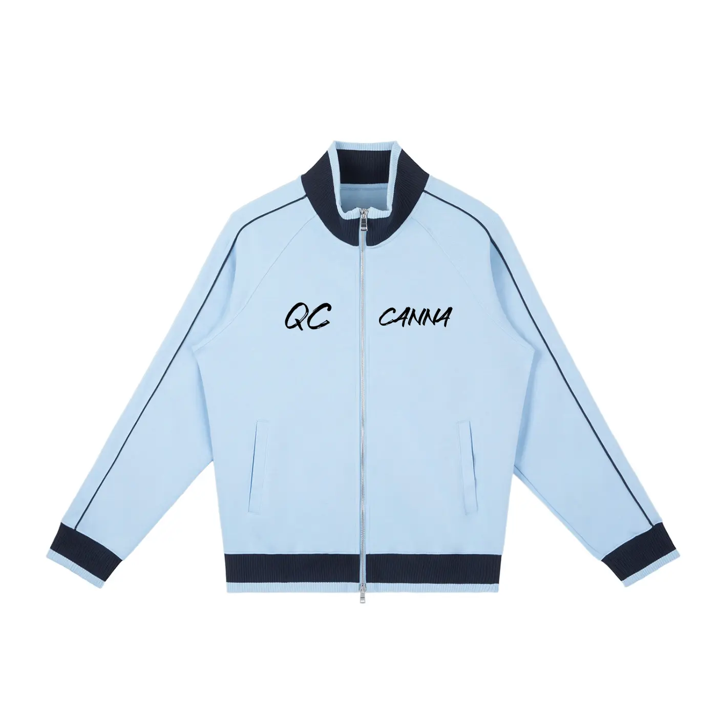 Color Block Raglan Sleeve Zip Track Jacket ODMPOD