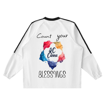 Color-Block V-Neck Long-Sleeve T-Shirt ODMPOD