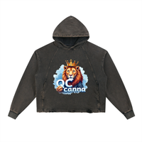 Vintage Washed Frayed-Hem Hoodie ODMPOD