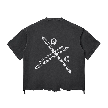 Snow Wash Raw-Hem Boxy T-shirt ODMPOD