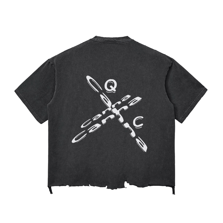 Snow Wash Raw-Hem Boxy T-shirt ODMPOD