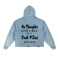 Vintage Washed Frayed-Hem Hoodie ODMPOD