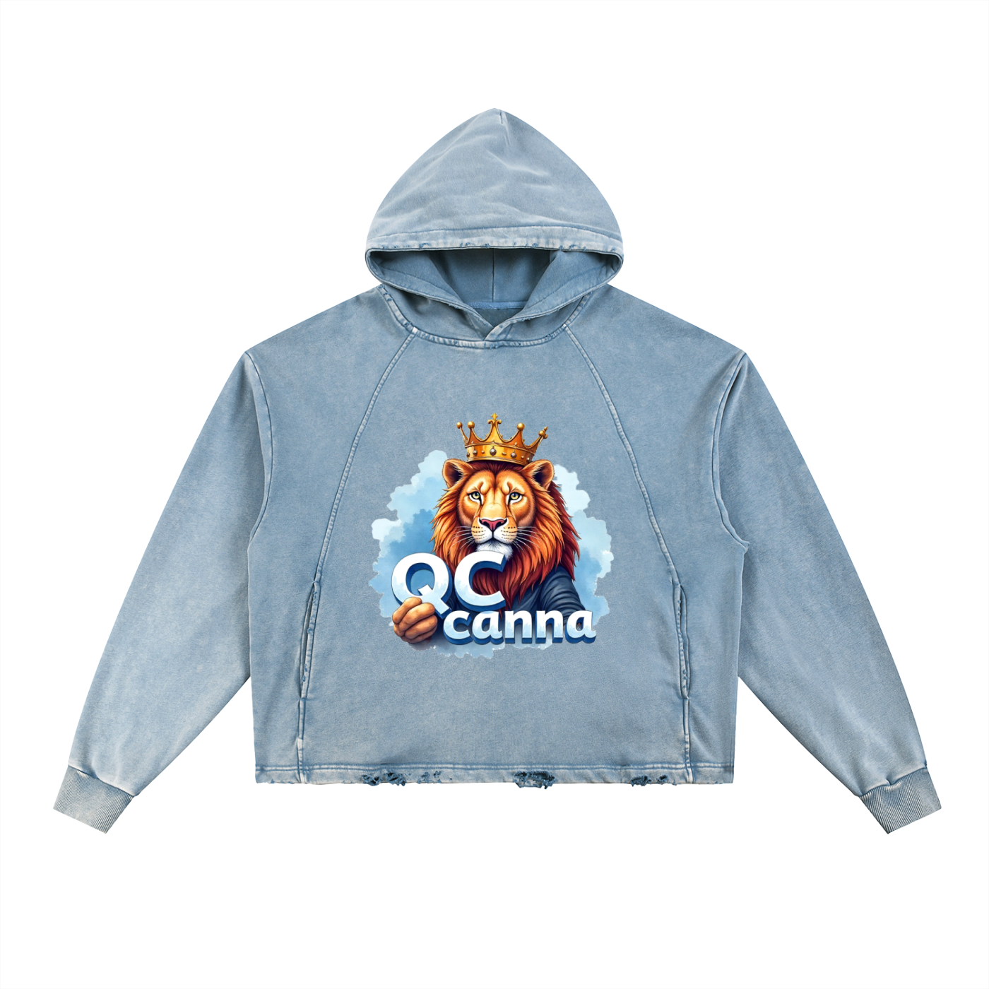 Vintage Washed Frayed-Hem Hoodie