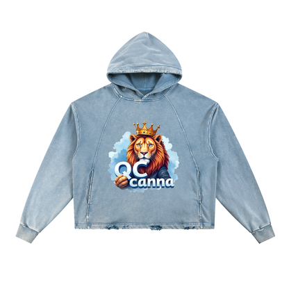 Vintage Washed Frayed-Hem Hoodie