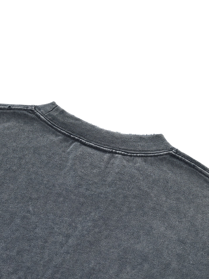 Snow Wash Raw-Hem Boxy T-shirt ODMPOD